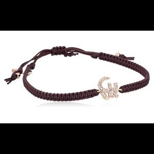 Tai Om rose gold, crystals and brown cord bracelet